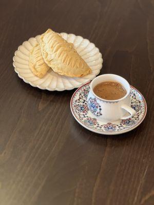 Turkish coffee with plenty nice combination of pecan nut biscuits