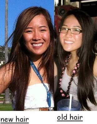 on left is my 21st birthday hair. on right is my natural hair color--practically black