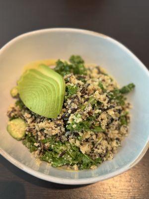 Quinoa and kale salad with fresh lemon vinaigrette. They changed this with their summer menu for the arugula and burrata