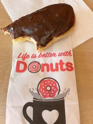 Bavarian cream filled chocolate covered Long john