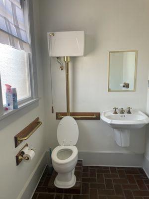 Train station themed bathroom