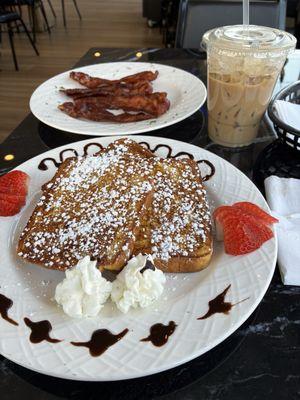 French toast, bacon and iced coffee! 10/10 delish!