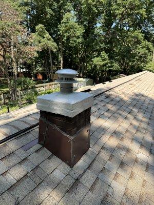 After: repaired brick and chimney crown. Waterproof