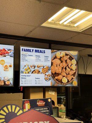 They recently added Krispy Krunchy Chicken. Here's photos of the menu.