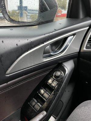 The rain falling inside of my car due to it being sealed incorrectly.