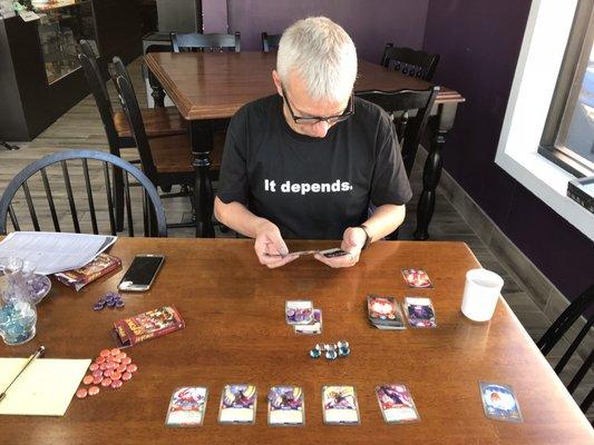 Trying out Keyforge on one of d4's half dozen tables