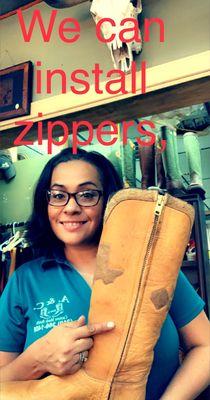 We can even install or repair zippers on boots, bags and more.