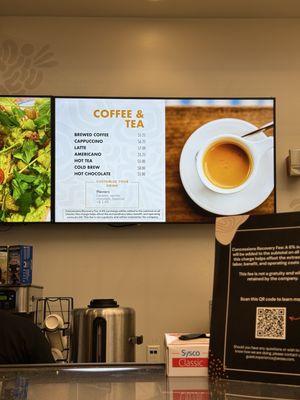 Coffee & tea menu