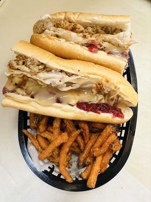 Thanksgiving Hoagies with Sweet potatoes fries