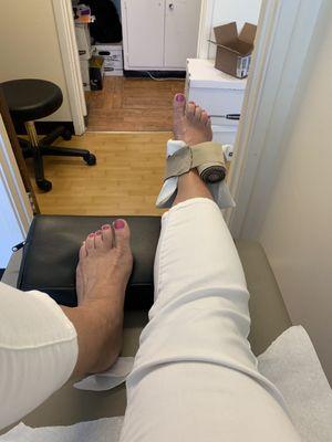 Stem therapy and ice! Love the inferred light as well!! Time for taping my heal Spur & planter fasciitis! Thanks Moneca!