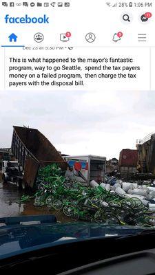 I seen your news report on the lime bikes and found this, this could be the real story on what's happening with these bikes. At scrapyard.