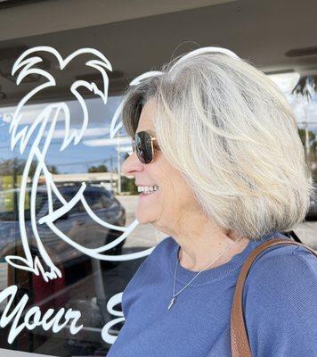 Happy client loving Her hair.