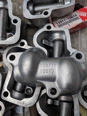 50 year old rocker covers that were vapor blasted at MotoShed.