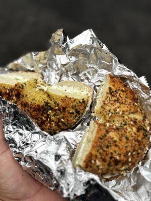 Everything bagel with chive cream cheese.