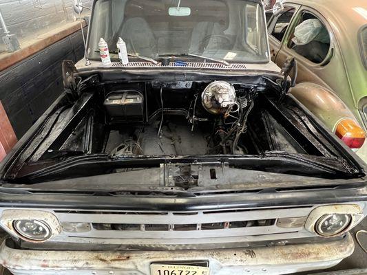 Engine bay painted black