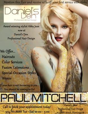 Menton this flyer and receive 10% off your first appoitment with Abby.