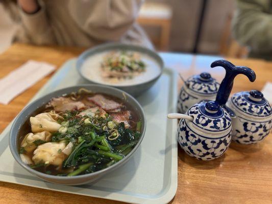 Wonton noodle soup & Chicken congee