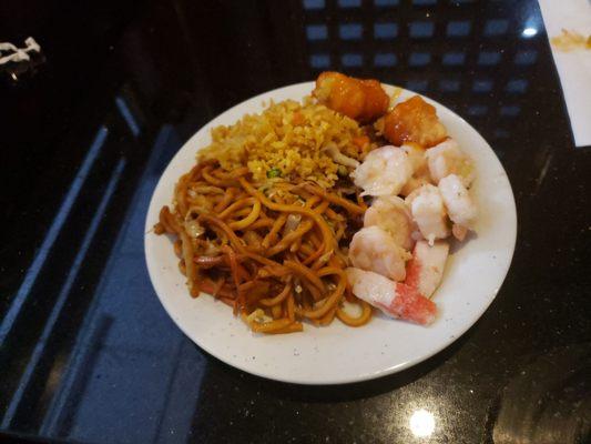 Plate number 2 butter shrimp, egg foo young, low main and rice