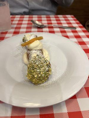 Orange and pistachio cannoli