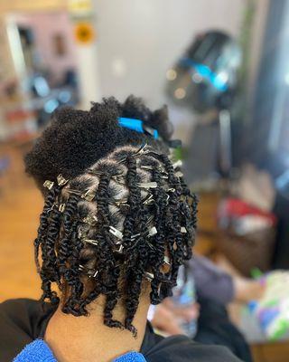 Two strand twist on natural hair