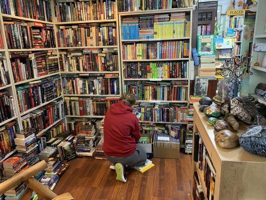 Soliel checking out the teen section.