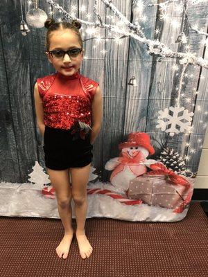 One of 2 daughters in a recital today