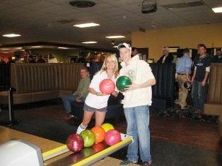 Bud Lite Girl "Tiffany" poses with a lucky bowler