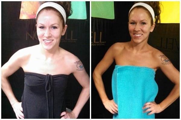 Before and after tanning.