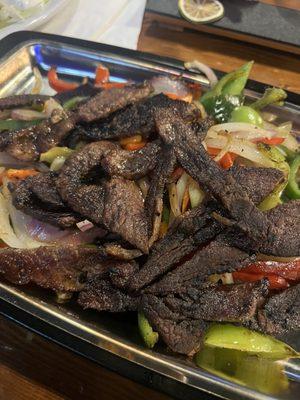 Steak fajitas. I asked for it to be "well done" and I loved it!
