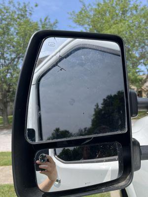 Damaged mirror that fell off during wash.