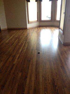 Existing hardwood floors just refinished.
