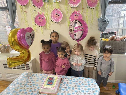 Celebrating their second birthday at the daycare