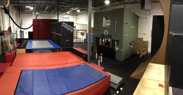 Trampoline, parkour house, ninja obstacles, Oh My!