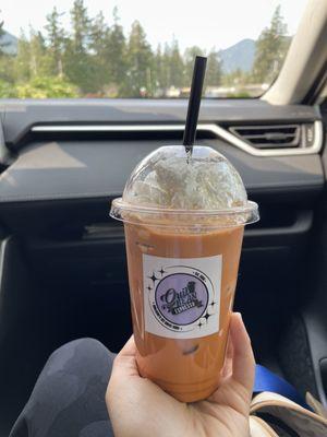 Thai milk tea (with whip cream on top! Whip cream is optional)
