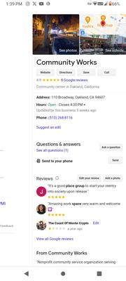 Community Works West per Google search located at 110 Broadway