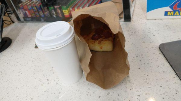 Coffee and pizza was my brunch