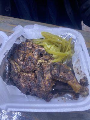 Half grilled chicken