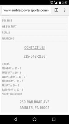 Contact info and business hours