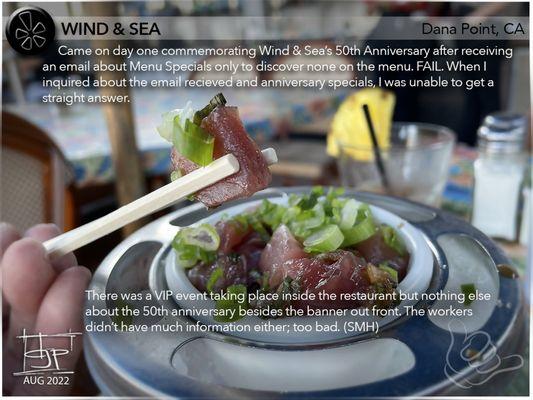I specifically came for Wind & Sea's 50th Anniversary Menu Specials but nothing. - Why even bother sending out an email promoting the event?