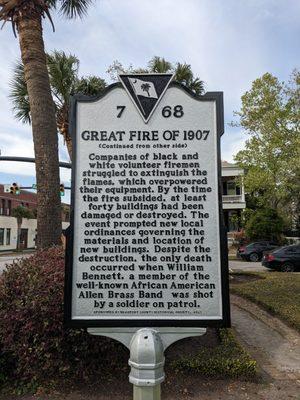 Great Fire of 1907 Historical Marker, Beaufort