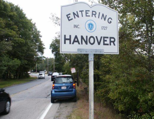 Entering Hanover sign from Norwell.
