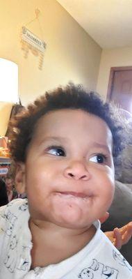 Baby boy loves the crab