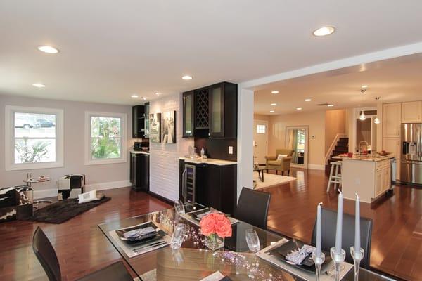Solid Espresso Wood  Wet Bar -Calacatta Marble