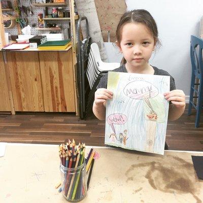 It's so wonderful that she gets to explore her creativity at this amazing art studio!
