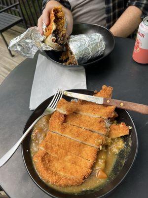 Katsu chicken curry with rice was fantastic! Big ass Burrito was delicious and lived up to its name!