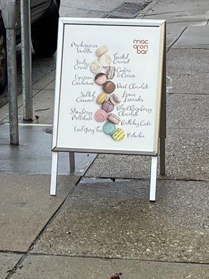 Outside menu of Macaron flavors