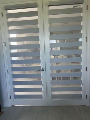 Zebra shades in home office
