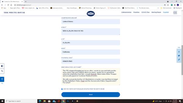 A letter to the Whitehouse begging for the police to leave us alone and stop targeting us.