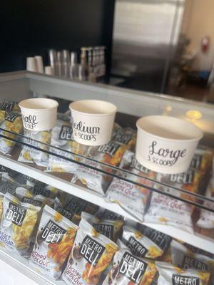 Ice cream sizes $5 $7 $9