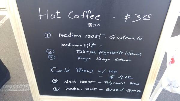 menu Sat Jan 16. Menu for Sat 23rd had more choices.